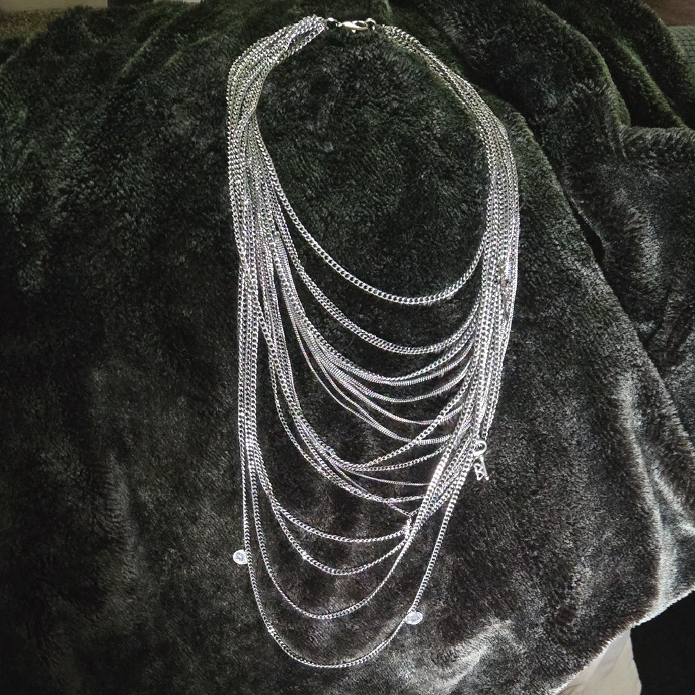 Black Silver Multi-Layered Necklace